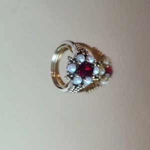 Vintage Avon Ring Ruby and Pearl